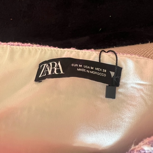 Zara woman’s pink/purple texture plaid corset tweed tube crop top - Picture 16 of 16